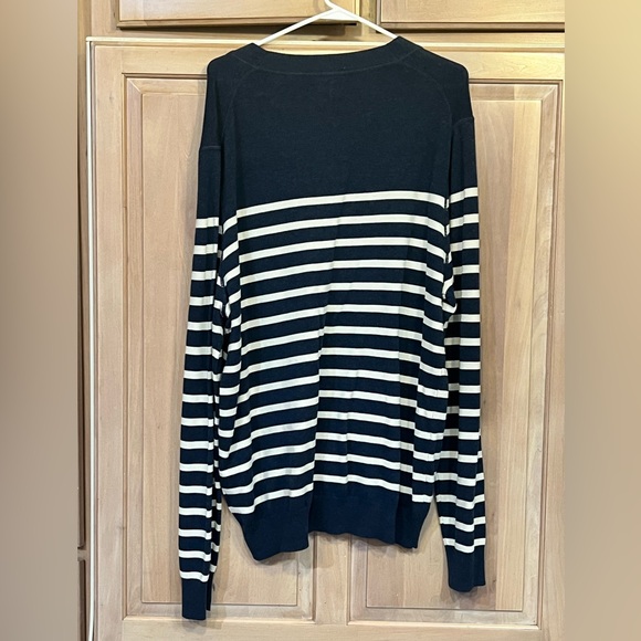 Wallin & Bros Sweater Mens Medium Cardigan Striped Blue Sz.XL - Picture 2 of 5